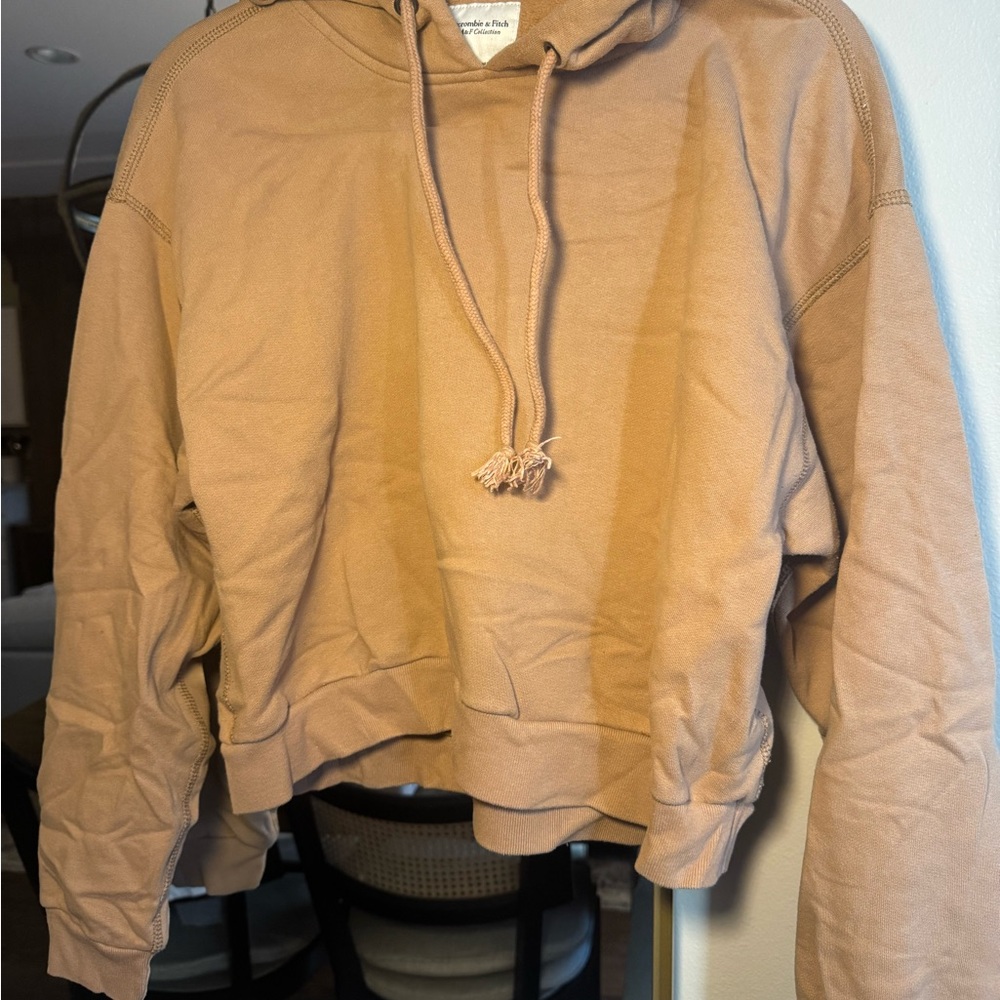 Abercrombie & Fitch Cropped Hoodie - Tan